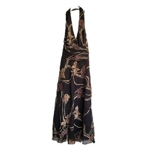 Metaphor Dress Size 6 Black Floral Sleeveless Halter